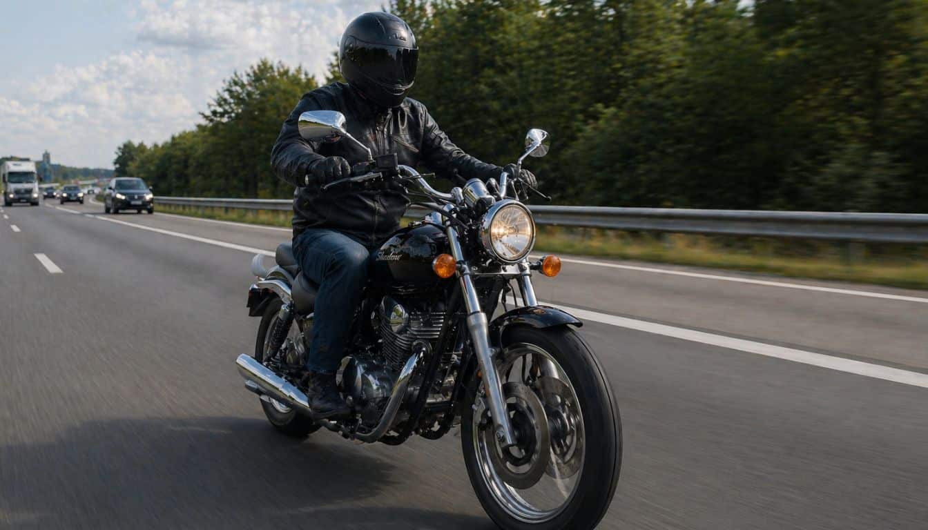honda shadow sur une autoroute